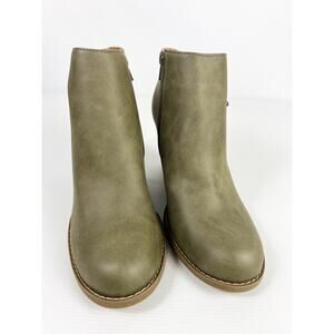 Report Womens Shoes Guine Bootie Sz 9 Olive Green Ankle Zip Chic Wedge New